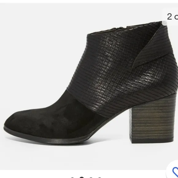 COCLICO SHOES OKI BLACK SUEDE TEXTURED LEATHER ANKLE BOOT HEELS WOMEN'S SIZE 37