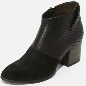 COCLICO SHOES OKI BLACK SUEDE TEXTURED LEATHER ANKLE BOOT HEELS WOMEN'S SIZE 37