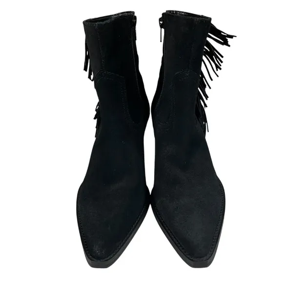 Coconuts by Matisse Side Zip Fringe Black Suede Booties Womens Size 6M