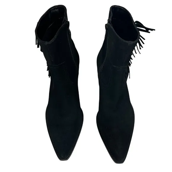 Coconuts by Matisse Side Zip Fringe Black Suede Booties Womens Size 6M