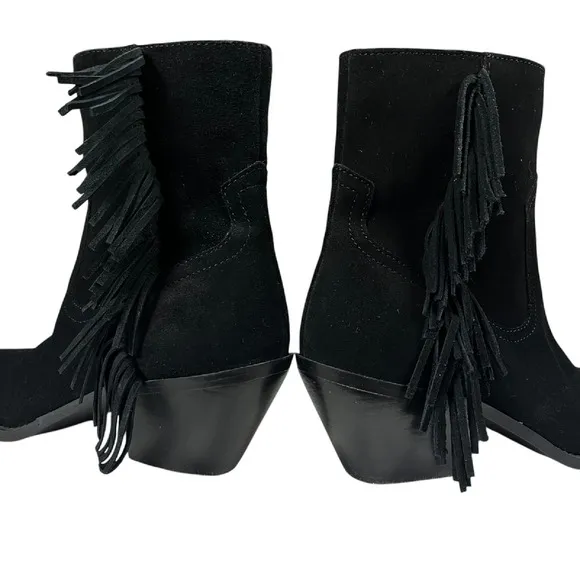 Coconuts by Matisse Side Zip Fringe Black Suede Booties Womens Size 6M