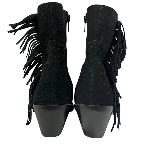 Coconuts by Matisse Side Zip Fringe Black Suede Booties Womens Size 6M