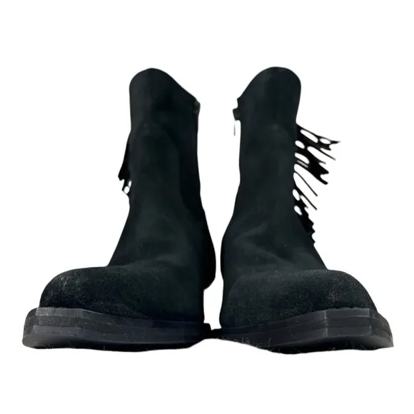 Coconuts by Matisse Side Zip Fringe Black Suede Booties Womens Size 6M