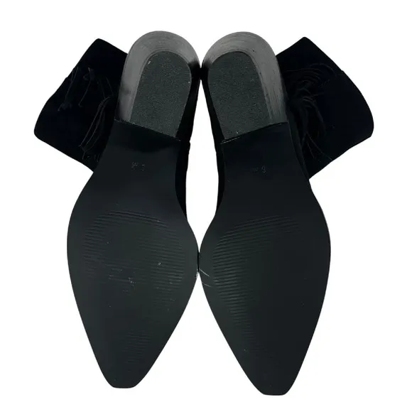 Coconuts by Matisse Side Zip Fringe Black Suede Booties Womens Size 6M