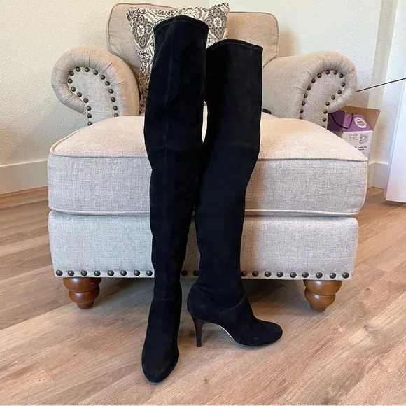 Cole Haan Air Talia Over the Knee Suede Heeled Boots in Black size 8