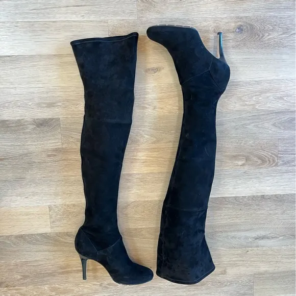 Cole Haan Air Talia Over the Knee Suede Heeled Boots in Black size 8