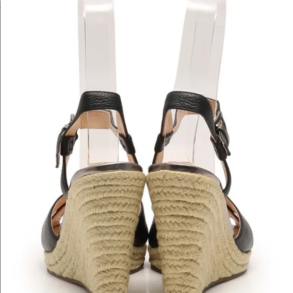 Cole Haan Black Hart Woven Espadrille Wedges