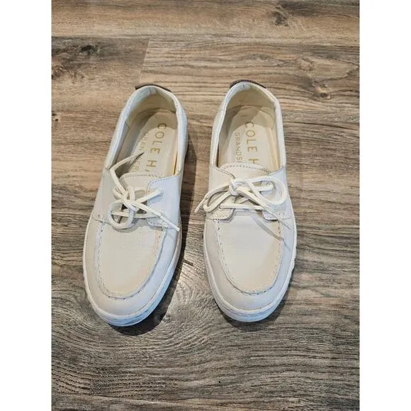 Cole Haan Cloud Weekender Boat Shoes Womens Size 7B White Leather Grandseries