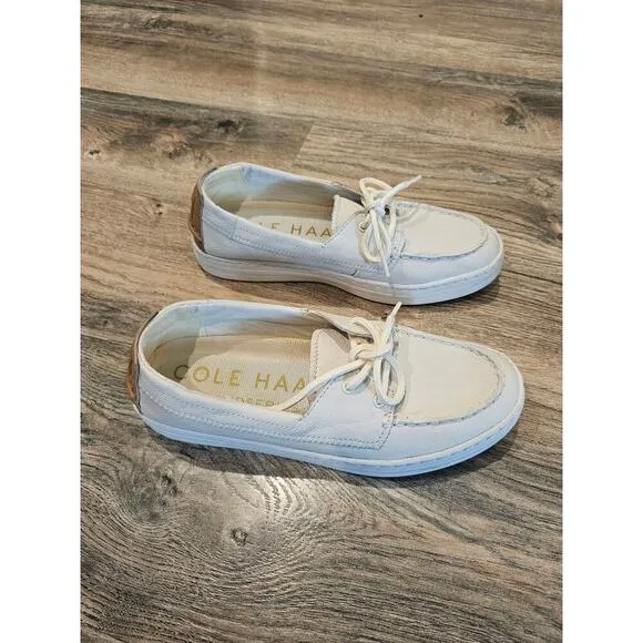 Cole Haan Cloud Weekender Boat Shoes Womens Size 7B White Leather Grandseries