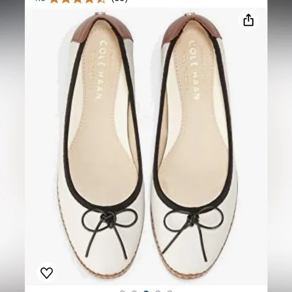 Cole Haan CloudFeel All Day Ballet Flats in Ivory Leather - Size 9 - Worn Once