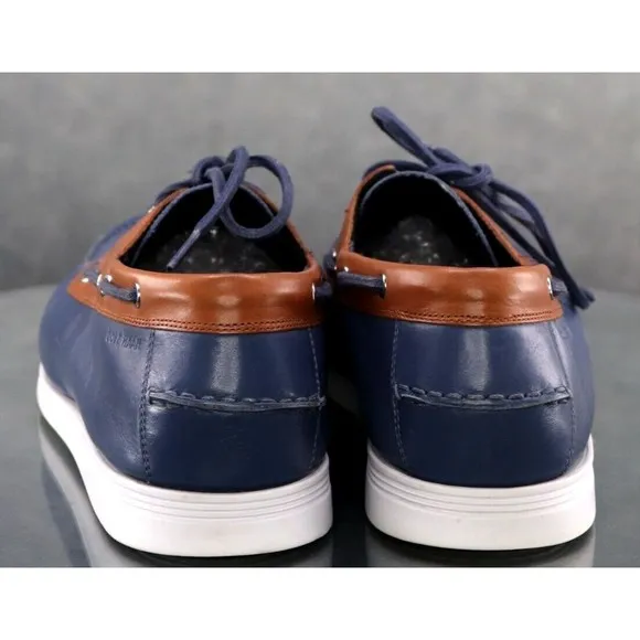 Cole Haan Cornell 2 Eye $120 Men's Boat Shoes Size 12 Leather Blue Tan C32579