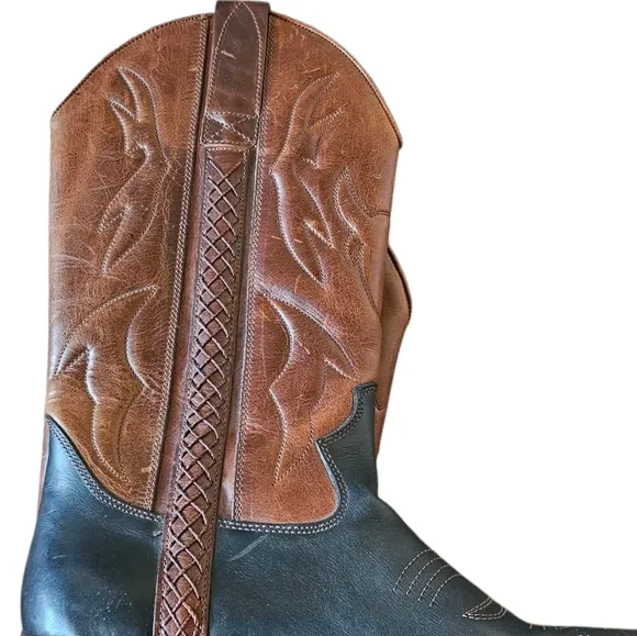 Cole Haan Country Men's Brown and Black Leather Cowboy Boots