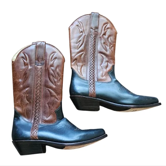 Cole Haan Country Men's Brown and Black Leather Cowboy Boots