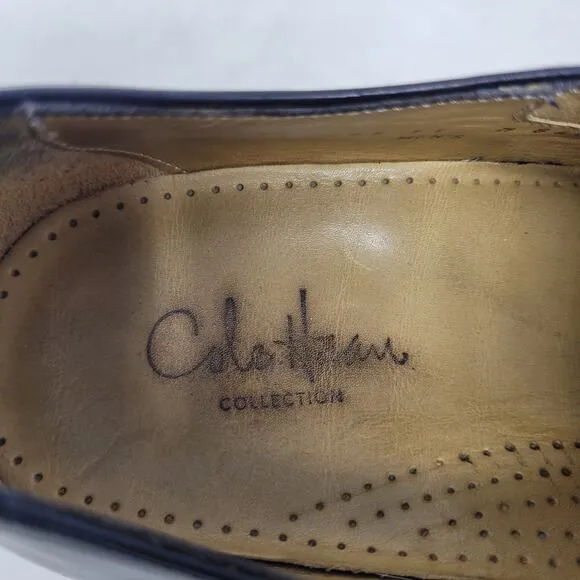Cole Haan Dress Shoes 11 Black Leather Oxford Wingtip Brogue Derby Cap Toe Italy