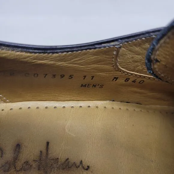 Cole Haan Dress Shoes 11 Black Leather Oxford Wingtip Brogue Derby Cap Toe Italy