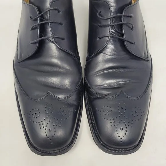 Cole Haan Dress Shoes 11 Black Leather Oxford Wingtip Brogue Derby Cap Toe Italy