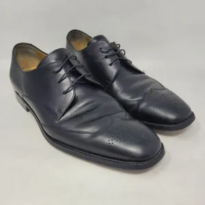 Cole Haan Dress Shoes 11 Black Leather Oxford Wingtip Brogue Derby Cap Toe Italy