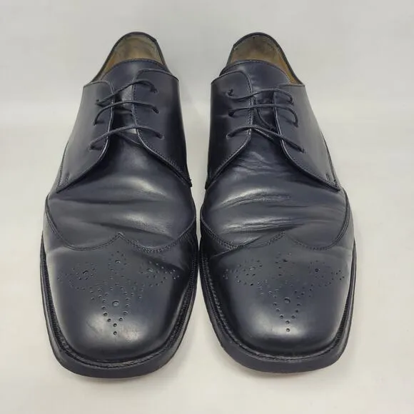 Cole Haan Dress Shoes 11 Black Leather Oxford Wingtip Brogue Derby Cap Toe Italy