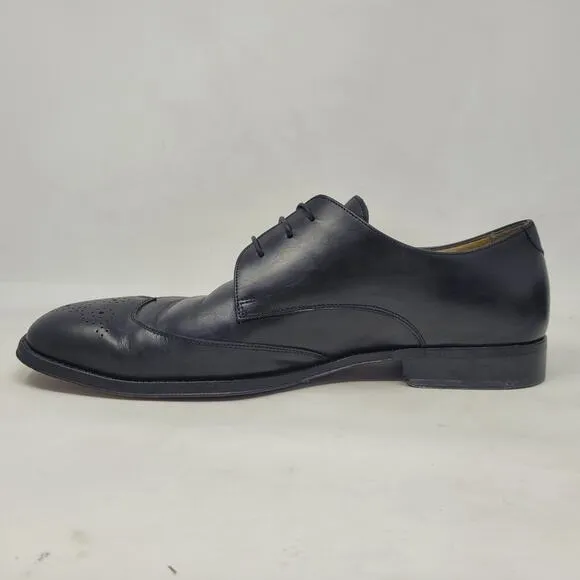 Cole Haan Dress Shoes 11 Black Leather Oxford Wingtip Brogue Derby Cap Toe Italy