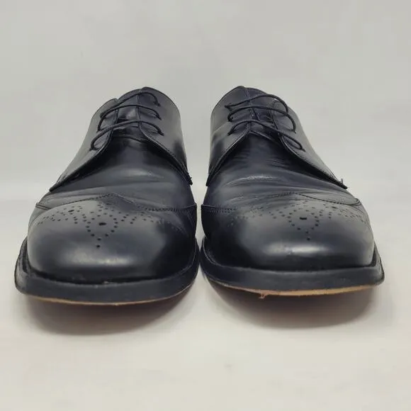 Cole Haan Dress Shoes 11 Black Leather Oxford Wingtip Brogue Derby Cap Toe Italy