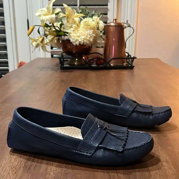 Cole Haan Driver Navy Tassel Leather Classic Driver Loafers Shoes Size 10 B