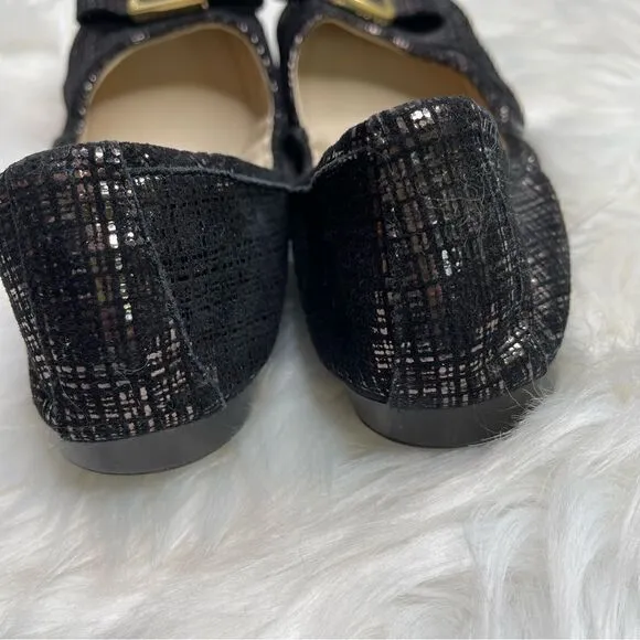 Cole Haan Emory Bow Leather Plaid Metallic Ballet Flats 9