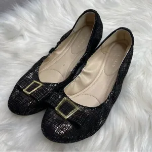 Cole Haan Emory Bow Leather Plaid Metallic Ballet Flats 9