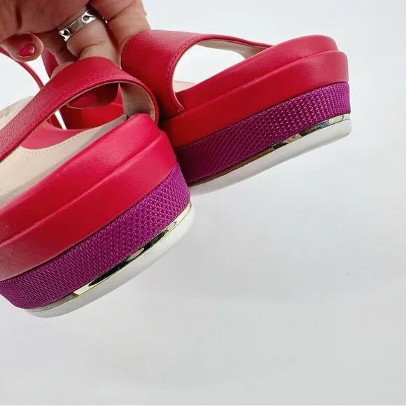 Cole Haan Grand Ambition Ayer Suede Flatform Wedges pink/red Size 9