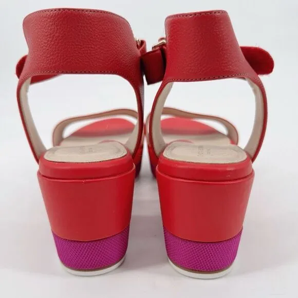 Cole Haan Grand Ambition Ayer Suede Flatform Wedges pink/red Size 9