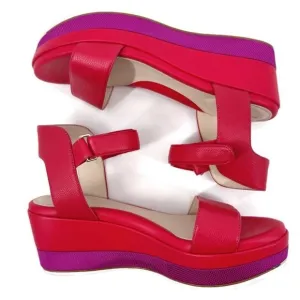 Cole Haan Grand Ambition Ayer Suede Flatform Wedges pink/red Size 9