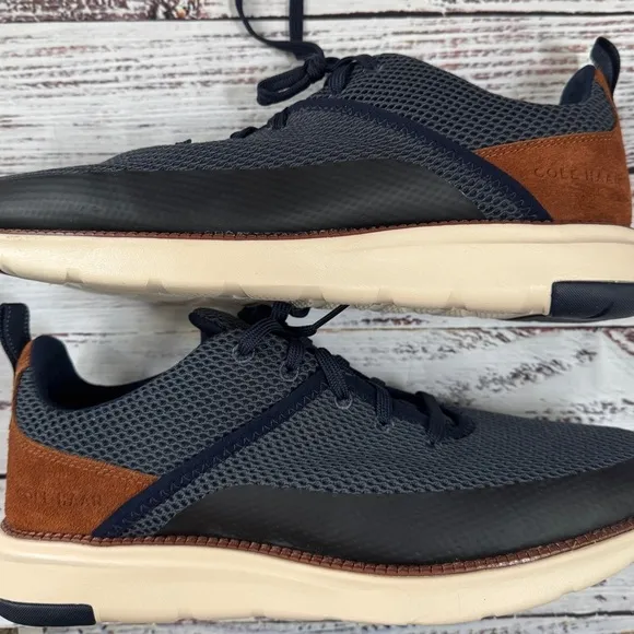 Cole Haan Grand Atlantic Textured Lace Up  Mens Blue Sneakers Casual Shoes 9.5M