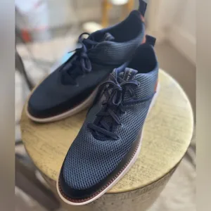 Cole Haan Grand Atlantic Textured Lace Up  Mens Blue Sneakers Casual Shoes 9.5M