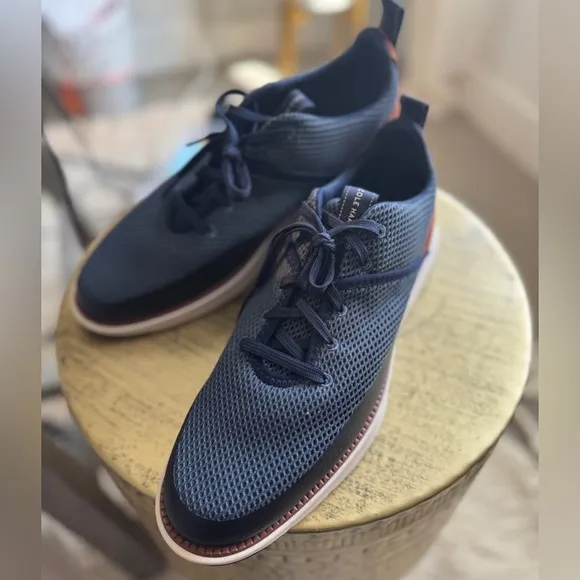 Cole Haan Grand Atlantic Textured Lace Up  Mens Blue Sneakers Casual Shoes 9.5M