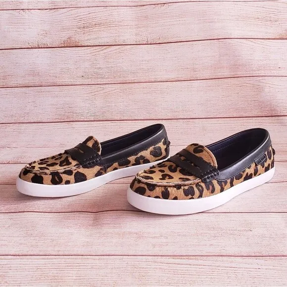 Cole Haan Grand OS Moccasin Animal Print Dyed Calf Hair Leather Loafer Flats