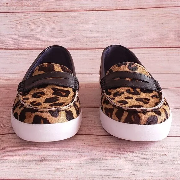 Cole Haan Grand OS Moccasin Animal Print Dyed Calf Hair Leather Loafer Flats