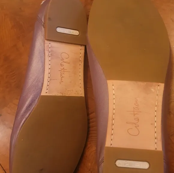 Cole Haan Gray Silver Purple White Nike Air Leather Tie Bow Flat Shoes