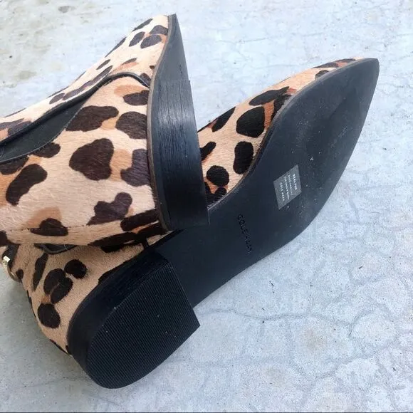 Cole Haan Hara Leopard print Chelsea boots booties fur hair 6.5