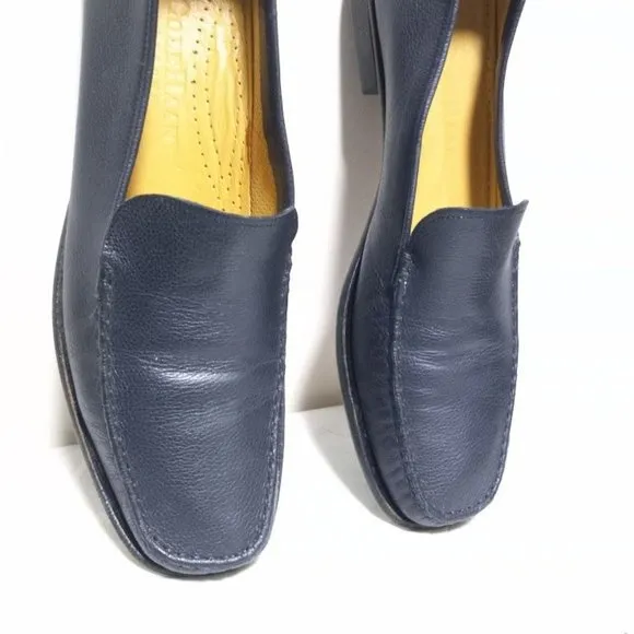 Cole Haan Leather Slip On Flat Loafer Shoes Navy Blue Women's Size 8.5 4A