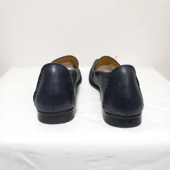 Cole Haan Leather Slip On Flat Loafer Shoes Navy Blue Women's Size 8.5 4A