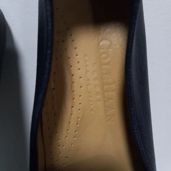 Cole Haan Leather Slip On Flat Loafer Shoes Navy Blue Women's Size 8.5 4A