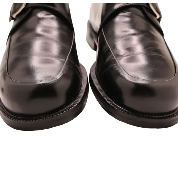 Cole Haan Mens 10D Black Leather Monk Strap Loafers Buckle Dress Shoes Slip-ons