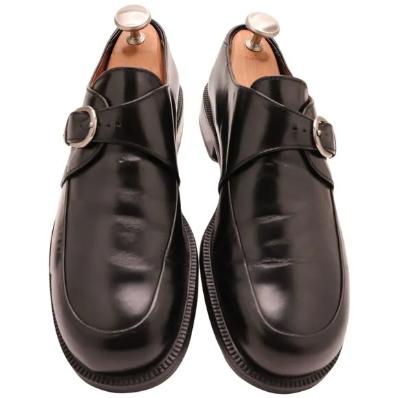 Cole Haan Mens 10D Black Leather Monk Strap Loafers Buckle Dress Shoes Slip-ons
