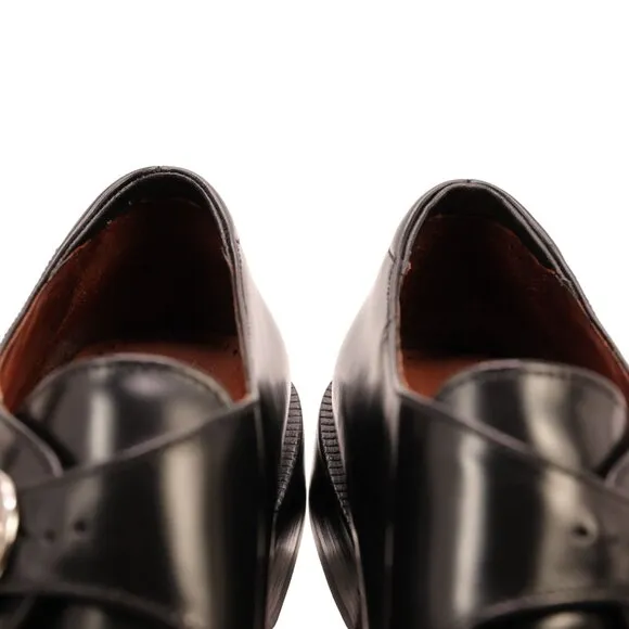 Cole Haan Mens 10D Black Leather Monk Strap Loafers Buckle Dress Shoes Slip-ons