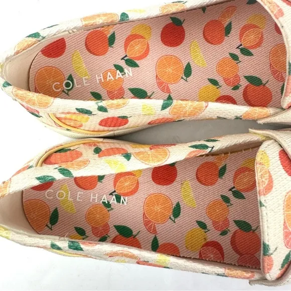 Cole Haan Nantucket Penny Loafer 8.5 Orange Canvas Slip On Shoes Womens NEW
