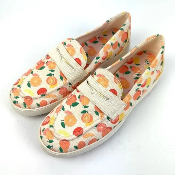 Cole Haan Nantucket Penny Loafer 8.5 Orange Canvas Slip On Shoes Womens NEW