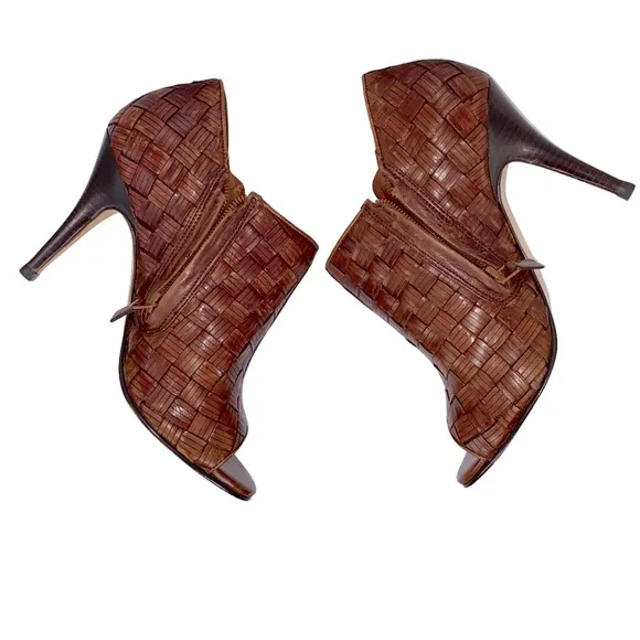 Cole Haan Nike Air Cassandra Woven Braided Zip Peep Toe Bootie