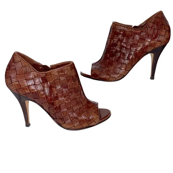 Cole Haan Nike Air Cassandra Woven Braided Zip Peep Toe Bootie