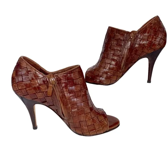 Cole Haan Nike Air Cassandra Woven Braided Zip Peep Toe Bootie