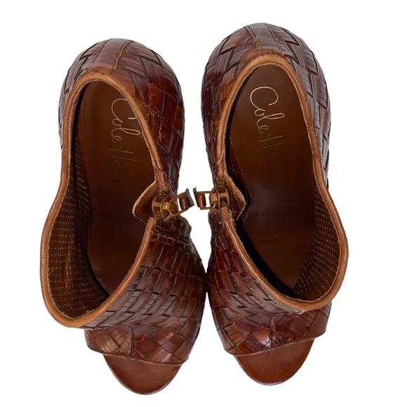 Cole Haan Nike Air Cassandra Woven Braided Zip Peep Toe Bootie