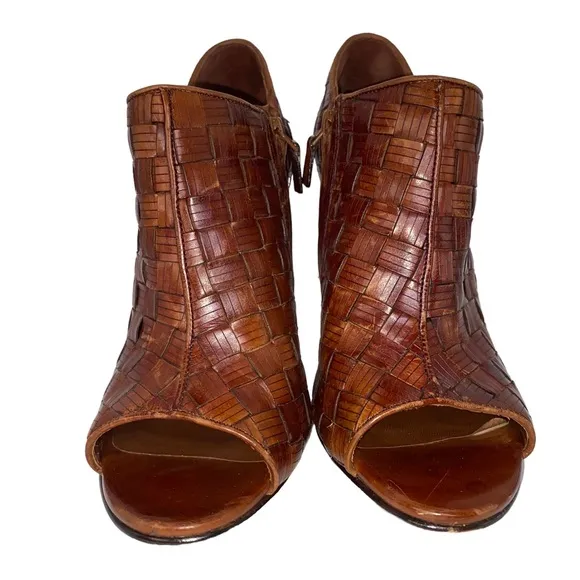 Cole Haan Nike Air Cassandra Woven Braided Zip Peep Toe Bootie